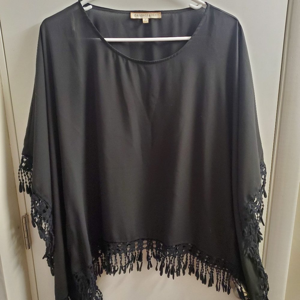 Poncho Shirt with Crochet Lining Detail